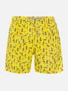 Mc2 Saint Barth Lightweight Fabric Swim Boxer Shorts With Print In Yellow