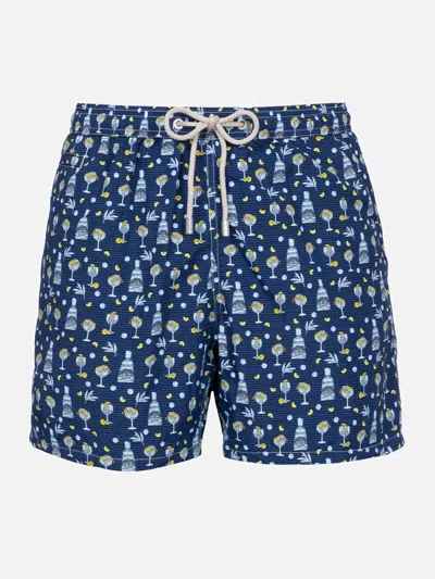 MC2 SAINT BARTH MAN LIGHTWEIGHT FABRIC SWIM-SHORTS LIGHTING MICRO FANTASY WITH GIN MARE PRINT GIN MARE SPECIAL EDITI