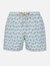 Mc2 Saint Barth Man Lightweight Fabric Swim-shorts Lighting Micro Fantasy With Gin Tonic Print In White