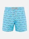 Mc2 Saint Barth Man Lightweight Fabric Swim-shorts Lighting Micro Fantasy With Lancia Delta Print Lancia Special Edi In Sky
