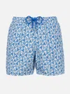 Mc2 Saint Barth Man Lightweight Fabric Swim-shorts Lighting Micro Fantasy With Loabster Print In White