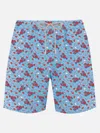 Mc2 Saint Barth Man Lightweight Fabric Swim-shorts Lighting Micro Fantasy With Lobster Print In Sky