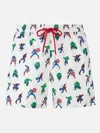 Mc2 Saint Barth Man Lightweight Fabric Swim-shorts Lighting Micro Fantasy With Marvel Super Heroes Print Marvel Spec In White
