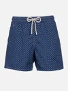 Mc2 Saint Barth Blue Polka Dot Swimsuit With Pockets In Blue