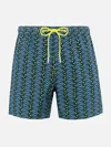 Mc2 Saint Barth Man Lightweight Fabric Swim-shorts Lighting Micro Fantasy With Tennis Print In Blue