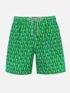 Mc2 Saint Barth Man Light Fabric Swim Shorts With Gin Print Gin Mare Special Edition In Green