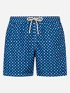 Mc2 Saint Barth Man Lightweight Fabric Swim-shorts Lighting Micro Fantasy With Tie Print In Blue