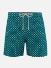 Mc2 Saint Barth Man Lightweight Fabric Swim-shorts Lighting Micro Fantasy With Tie Print In Green
