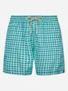 Mc2 Saint Barth Man Lightweight Fabric Swim-shorts Lighting Micro Fantasy With Tie Print In Green