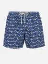 Mc2 Saint Barth Lightning Patterned Swim Shorts In Blue