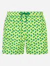Mc2 Saint Barth Man Lightweight Fabric Swim-shorts Lighting Micro Fantasy With Watches Print In Yellow