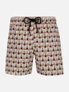 Mc2 Saint Barth Man Lightweight Fabric Swim-shorts Lighting Micro Fantasy With Whisky And Cigars Print In Brown