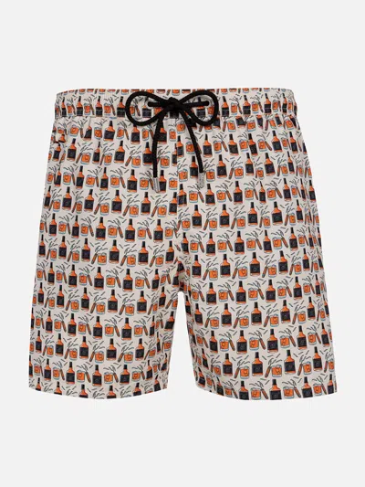 MC2 SAINT BARTH MAN LIGHTWEIGHT FABRIC SWIM-SHORTS LIGHTING MICRO FANTASY WITH WHISKY AND CIGARS PRINT