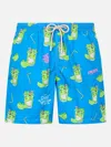 Mc2 Saint Barth Man Lightweight Fabric Swim-shorts Lighting With Cryptopuppets Print Cryptopuppets Special Edition In Blue