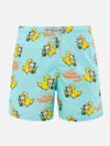 Mc2 Saint Barth Man Lightweight Fabric Swim-shorts Lighting With Cryptopuppets Print Cryptopuppets Special Edition In Green