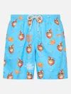 Mc2 Saint Barth Man Lightweight Fabric Swim-shorts Lighting With Cryptopuppets Print Cryptopuppets Special Edition In Sky