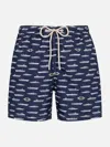 Mc2 Saint Barth Man Lightweight Fabric Swim-shorts Lighting With Magnum Marine Print Magnum Marine Special Edition In Blue