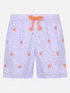 Mc2 Saint Barth Man Lightweight Fabric Swim-shorts Lighting With Seastars Embroidery In Pink