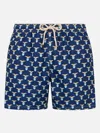 Mc2 Saint Barth Man Lightweight Fabric Swim Shorts With Lazio Logo Print Ss Lazio Special Edition In Blue