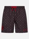 MC2 SAINT BARTH MAN LIGHTWEIGHT FABRIC SWIM SHORTS WITH MILAN LOGO PRINT AND PATCH AC MILAN SPECIAL EDITION