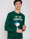 Mc2 Saint Barth Man Sweater With Snoopy Im The Champion Print Peanuts Special Edition In Green