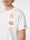 Mc2 Saint Barth Man Linen Jersey T-shirt Ecstasea With Printed And Embroidered Pocket In White