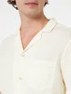 Mc2 Saint Barth Man Linen Shirt Kalea With Flower Embroidery In White