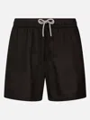 Mc2 Saint Barth Man Mid-length Black Linen Swim-shorts Gustavia In Black