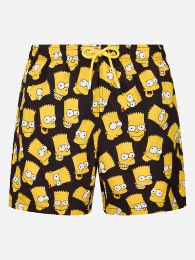 Mc2 Saint Barth Gustavia Bart Faces-print Swim Shorts In Black