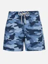Mc2 Saint Barth Man Mid-length Gustavia Swim-shorts With Camouflage Print In Sky