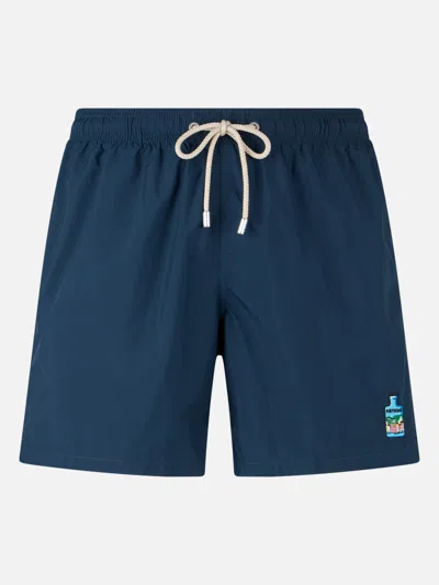 Mc2 Saint Barth Logo-embroidered Swim Shorts In Blue