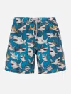 Mc2 Saint Barth X Rick Dick Gustavia Sharks Swim Shorts In Green