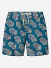 Mc2 Saint Barth Linen Swimsuit With Paisley Print In Blue Navy
