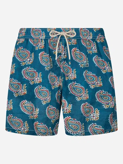 MC2 SAINT BARTH MAN MID-LENGTH LINEN SWIM-SHORTS GUSTAVIA WITH