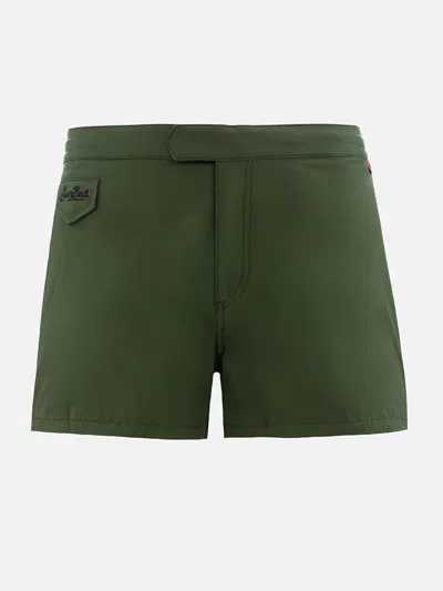 Mc2 Saint Barth Man Military Green Fitted Cut Swim Shorts Harrys