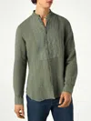 Mc2 Saint Barth Man Military Green Linen Shirt In Green