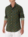Mc2 Saint Barth Man Muslin Cotton Shirt Sikelia With Cheeta Print In Green