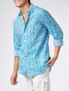 Mc2 Saint Barth Man Muslin Cotton Sikelia Shirt Flower Print In White