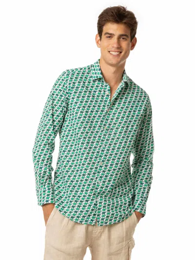 Mc2 Saint Barth Man Cotton Shirt With Elephant Print In White