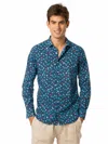 Mc2 Saint Barth Man Cotton Shirt With Jellyfish Print In Blue