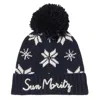 Mc2 Saint Barth Man Navy Blue Beanie With Norwegian Pattern In Blue