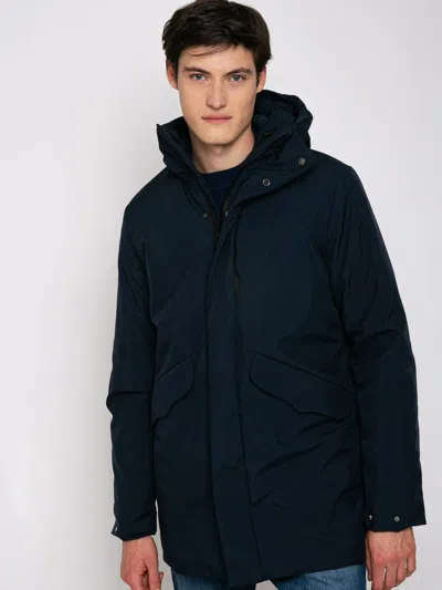 Mc2 Saint Barth Hooded Windbreaker With Sherpa Lining In Blue