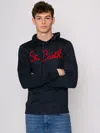 Mc2 Saint Barth Blue Navy Wool Sweatshirt With Hood In Blue
