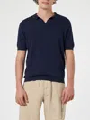 Mc2 Saint Barth Classic V-neck Polo Shirt With Short Sleeves In Blue