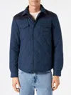 Mc2 Saint Barth Man Navy Blue Padded Overshirt With Patch Pockets In Blue