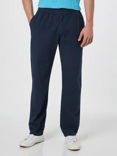 Mc2 Saint Barth Man Navy Blue Seersucker Cotton Pants Relais In Blue Navy