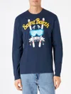 Mc2 Saint Barth Man Navy Blue T-shirt With Long Sleeves In Blue