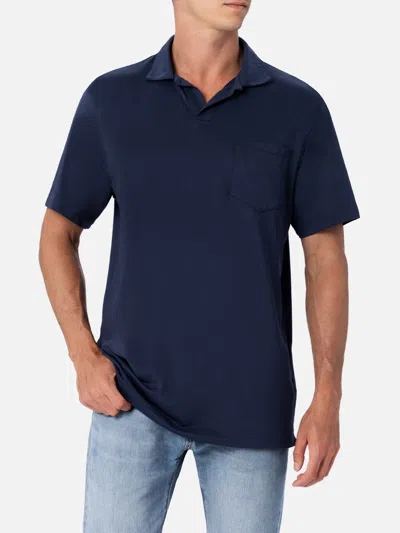 Mc2 Saint Barth Man Navy Blue Technical Piquet Polo Shirt Camber