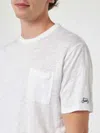 Mc2 Saint Barth Man Off-white Linen Jersey T-shirt Ecstasea With Pocket In White