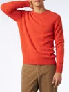 Mc2 Saint Barth Man Orange Stretch Wool Sweater With St. Barth Embroidery In Orange